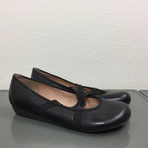 Miz Mooz Black Leather Mary Jane Flats Shoes Sz 10